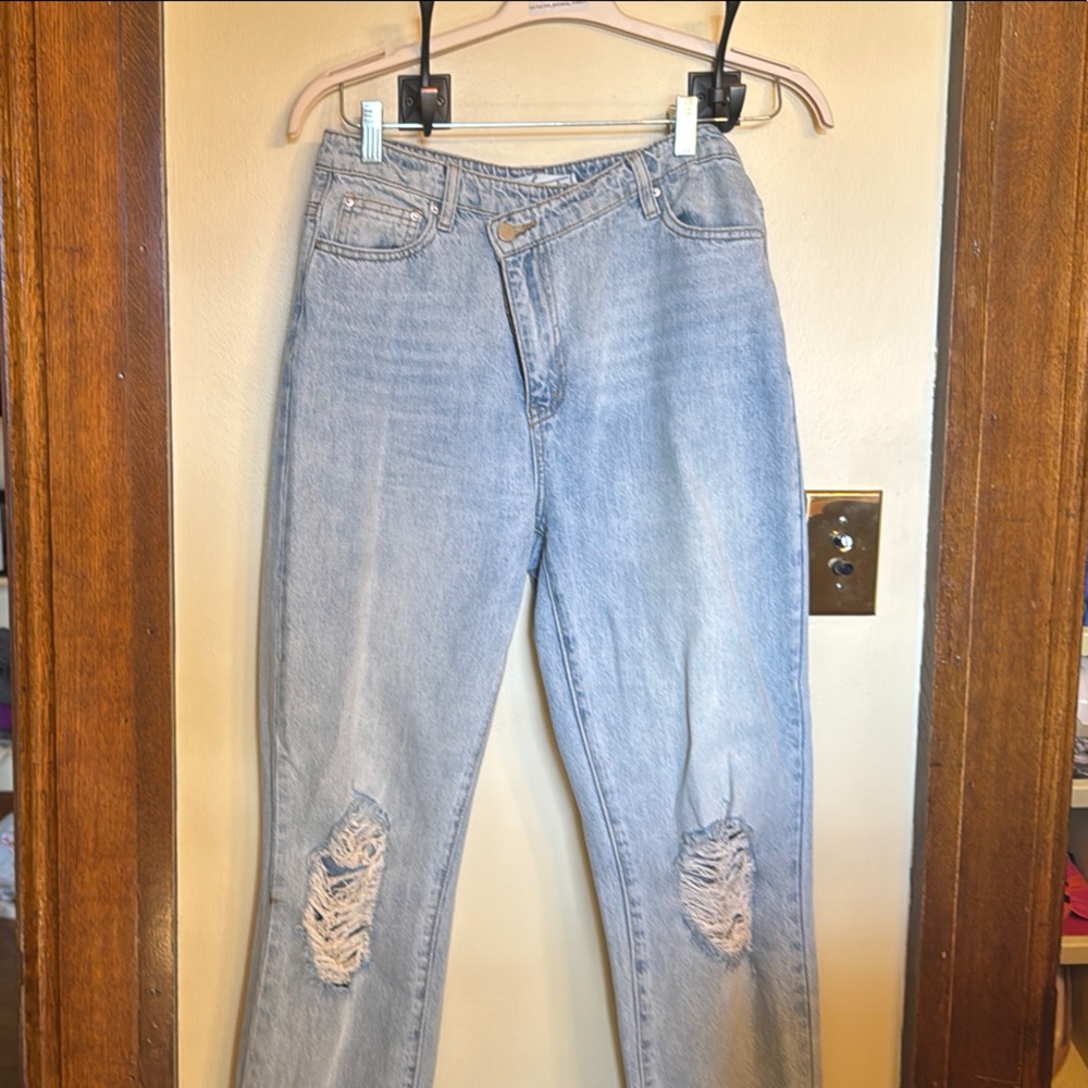 Women's Light Blue Distressed Jeans